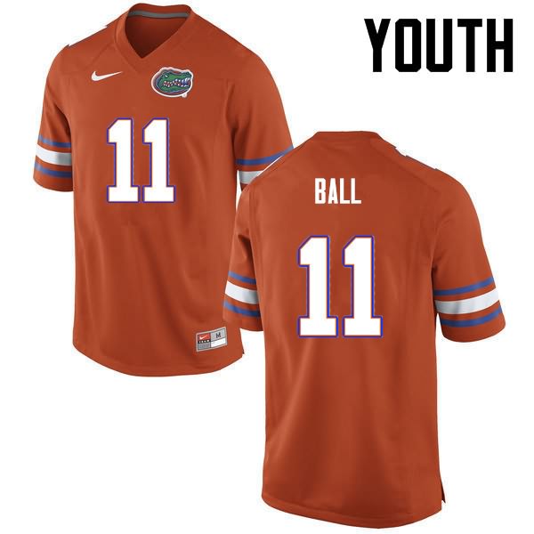 Youth NCAA Florida Gators Neiron Ball #11 Stitched Authentic Nike Orange College Football Jersey DVN5665BJ